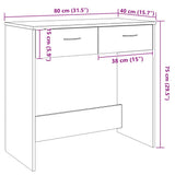 Desk Artisian Oak 80x40x75 cm Engineered Wood 855993