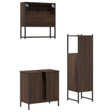 3 Piece Bathroom Furniture Set Brown Oak Engineered Wood 3214704