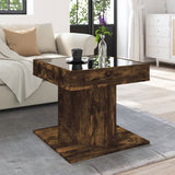 Coffee Table with LED Smoked Oak 50x50x45 cm Engineered Wood 847564