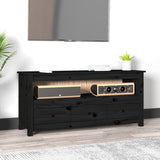TV Cabinet Black 114x35x52 cm Solid Wood Pine 821506