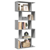 Room Divider Bookcase 5-Tier Grey Sonoma 70x24x161 cm Engineered Wood 858098