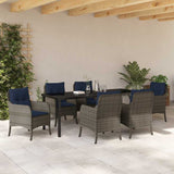 Garden Dining Set with Cushion 7 pcs Grey Poly Rattan 3380195