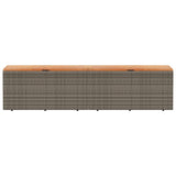 Garden Storage Box Grey 220x50x54 cm Poly Rattan Acacia Wood 365959