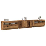 TV Cabinet with LED Lights Old Wood 260x35x40 cm Engineered Wood 3329167