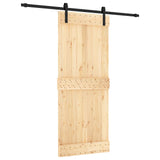 Sliding Door Natural and Black 85 x 210 cm Solid Pine Wood 3444913