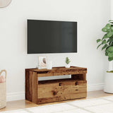 TV Cabinet with LED Lights Old Wood 75x35x40 cm Engineered Wood 856315