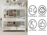 White three-tier reinforced iron high-low bed with three-person metal frame, space-saving bunk bed W3987P434166