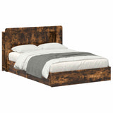 Bed Frame with Storage Smoked Oak 135 x 190 cm Engineered Wood 3433669