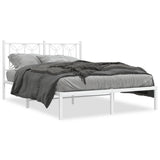 Metal Bed Frame without Mattress with Headboard White 135x190cm 376176