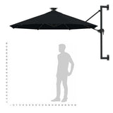 Wall-mounted Garden Parasol with LEDs 300 cm Black 312528