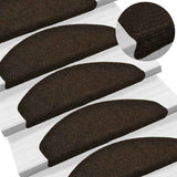 Stair Mats Self-adhesive 30 pcs 65x21x4 cm Dark Brown Half Round Large 3365661