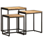 ZNTS Nesting Side Tables 3 pcs Solid Rough Wood Mango 376037