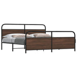 Metal Bed Frame without Mattress Brown Oak 193x203 cm 3318667