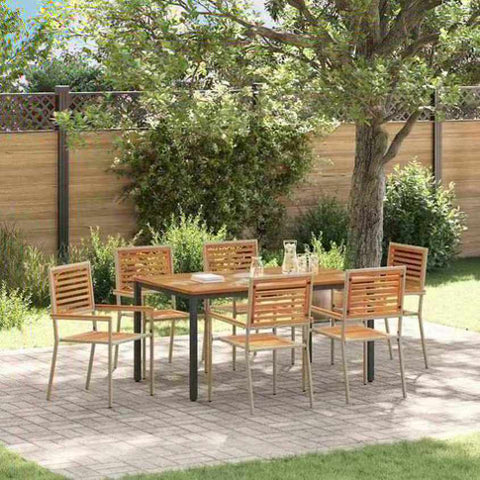 Garden Dining Set 7 pcs Beige and Brown Poly Rattan 3365501