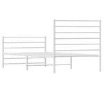 Metal Bed Frame without Mattress with Footboard White 100x200cm 352381