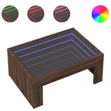 Coffee Table with Infinity LED Brown Oak 70x50x30 cm 847615