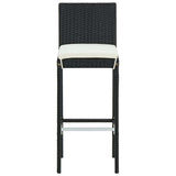 Bar Stool Set of 4 Black and cream Poly rattan Counter Height 316670