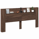 Storage Headboard with LED Brown Oak Engineered Wood 3418696