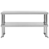 ZNTS Kitchen Work Table with Overshelf 120x60x150 cm Stainless Steel 3054470