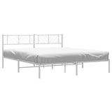 Metal Bed Frame without Mattress with Headboard White 183x213cm 372233