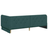 Corner Bed Frame with Headboard Dark Green 90 x 190 cm Fabric 42016491