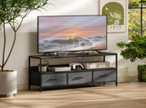 TV Stand Cabinet with 3 Foldable Drawers - Black T3398P343258