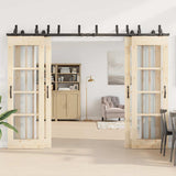Sliding Door Hardware Kit 305 cm Steel Black 3295751