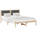 Bed Frame with Headboard Dark Grey 140 x 190 cm Solid Pine Wood 878195