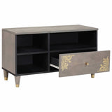 TV Cabinet with Drawer Grey 80 x 33 x 46 cm Solid Mango Wood 4018789