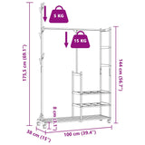 ZNTS Clothes Rack with Shelves and Wheels 100x38x175.5 cm Bamboo 4008919