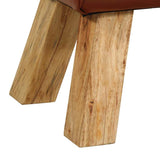 Gym Bok Bench Brown 110 cm Real Leather and Solid Wood Mango 351102