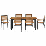 Garden Dining Set 7 pcs Black Solid Acacia Wood 3365463