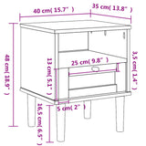 Bedside Cabinet SENJA Rattan Look Black 40x35x48 cm Solid Wood Pine 358012