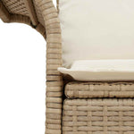 Garden Sofa with Cushion Beige 141 x 62 x 69cm Poly Rattan 42006706