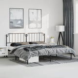 Metal Bed Frame without Mattress with Headboard Black 183x213cm 373892