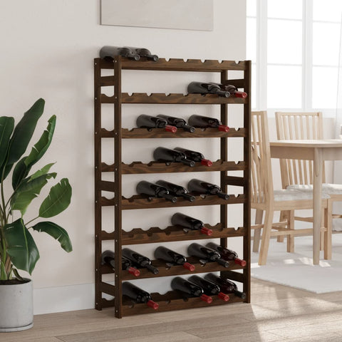 ZNTS Wine Rack for 56 Bottles Brown Solid Wood Pine 373393