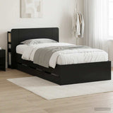 Bed Frame with Storage Black 75 x 190 cm Engineered Wood 3433906