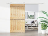 Sliding Door Natural and White 80 x 210 cm Solid Pine Wood 3445177