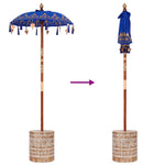 Parasol with Base Blue, Brown 250 cm Cotton, Wood 3356911