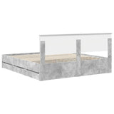 Bed Frame with Drawer Concrete Grey 200 x 200 cm Engineer Wood 3407952