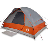 Camping Tent Dome 4-Person Grey and Orange Waterproof 94779