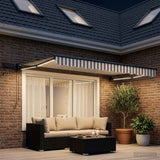 Manual Retractable Awning with LEDs Light Grey and White 3425703