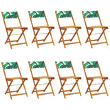 Folding Garden Chairs 8 pcs Green Fabric and Solid Wood 3214624