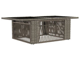 Garden Table Grey 100 x 55 x 37 cm PE Rattan and Glass 42035137