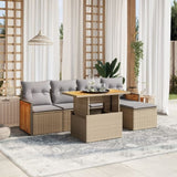 6 Piece Garden Sofa Set with Cushions Beige Poly Rattan 3273936