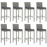 9 Piece Garden Bar Set with Cushions Grey Poly Rattan 3203931