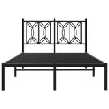 Metal Bed Frame without Mattress with Headboard Black 120x190cm 376125