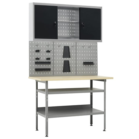 Workbench with Three Wall Panels and One Cabinet 3053431