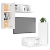 4 Piece TV Cabinet Set White Engineered Wood 3078689