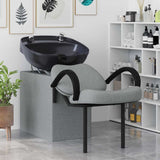 Shampoo Chair Light Grey and Black 63 x 141 x 92 cm Fabric 42009073